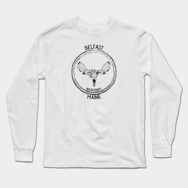 Belfast Maine Moose Long Sleeve T-Shirt by TrapperWeasel